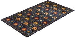 One-of-a-kind Hand Made Contemporary Suzani Blue Area Rug