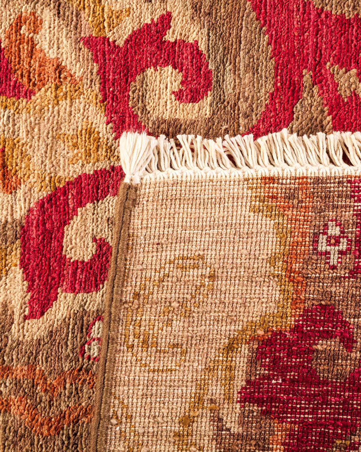 Hand-Knotted One-Of-A-Kind Hand Made Contemporary Suzani Brown Area Rug 8' 1