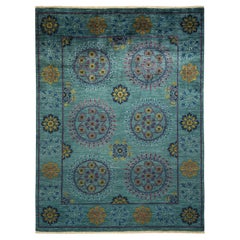 One-Of-A-Kind Hand Made Contemporary Suzani Green Area Rug One-Of-A-Kind Hand Made Contemporary Suzani Green Area Rug