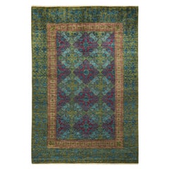 One-of-a-kind Hand Made Contemporary Suzani Green Area Rug One-of-a-kind Hand Made Contemporary Suzani Green Area Rug
