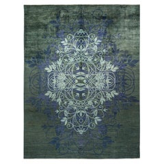 One-of-a-Kind Hand Made Contemporary Suzani Green Area Rug One-of-a-Kind Hand Made Contemporary Suzani Green Area Rug