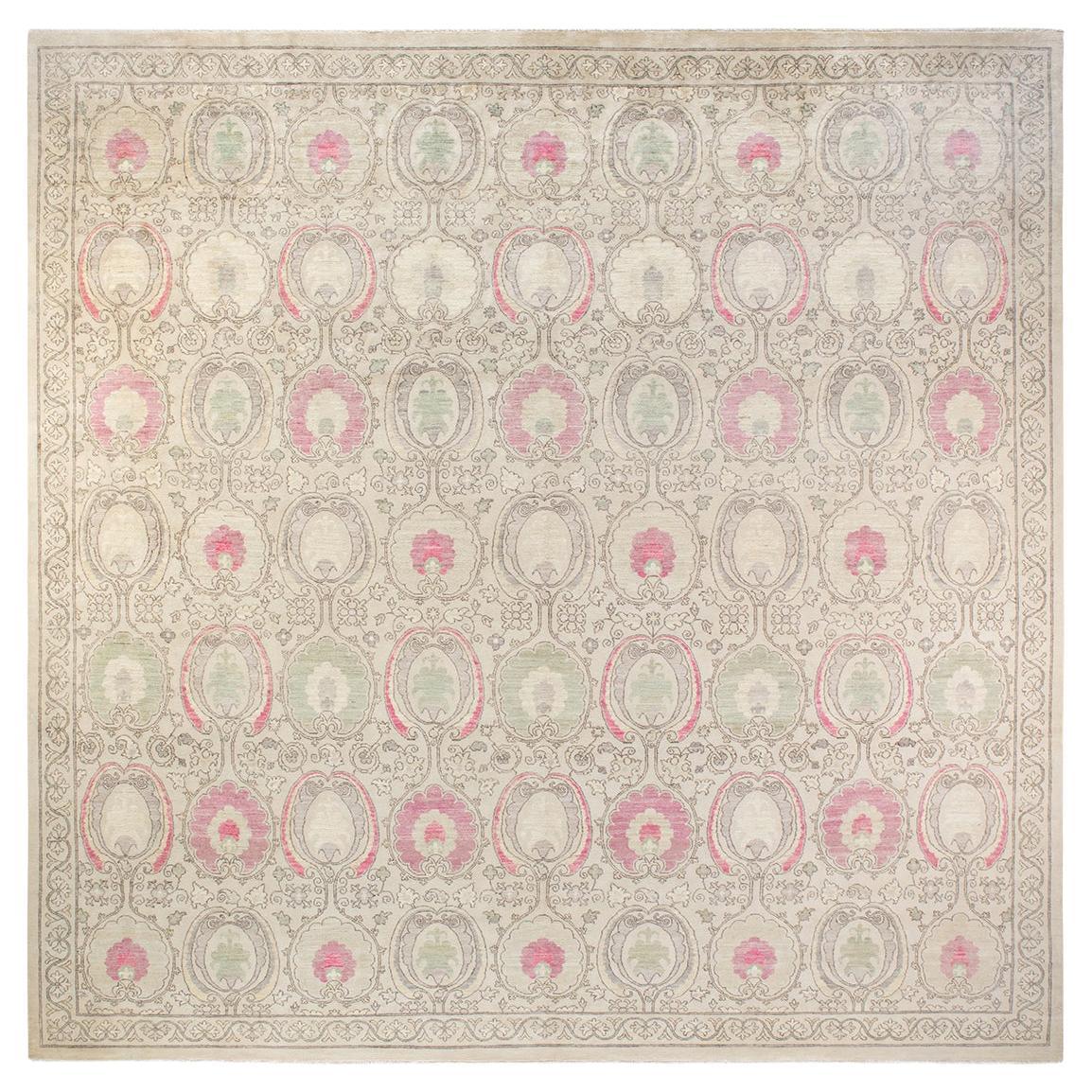 OneOfAKind Hand Made Contemporary Suzani Ivory Area Rug For Sale at
