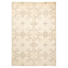 One-Of-A-Kind Hand Made Contemporary Suzani Ivory Area Rug