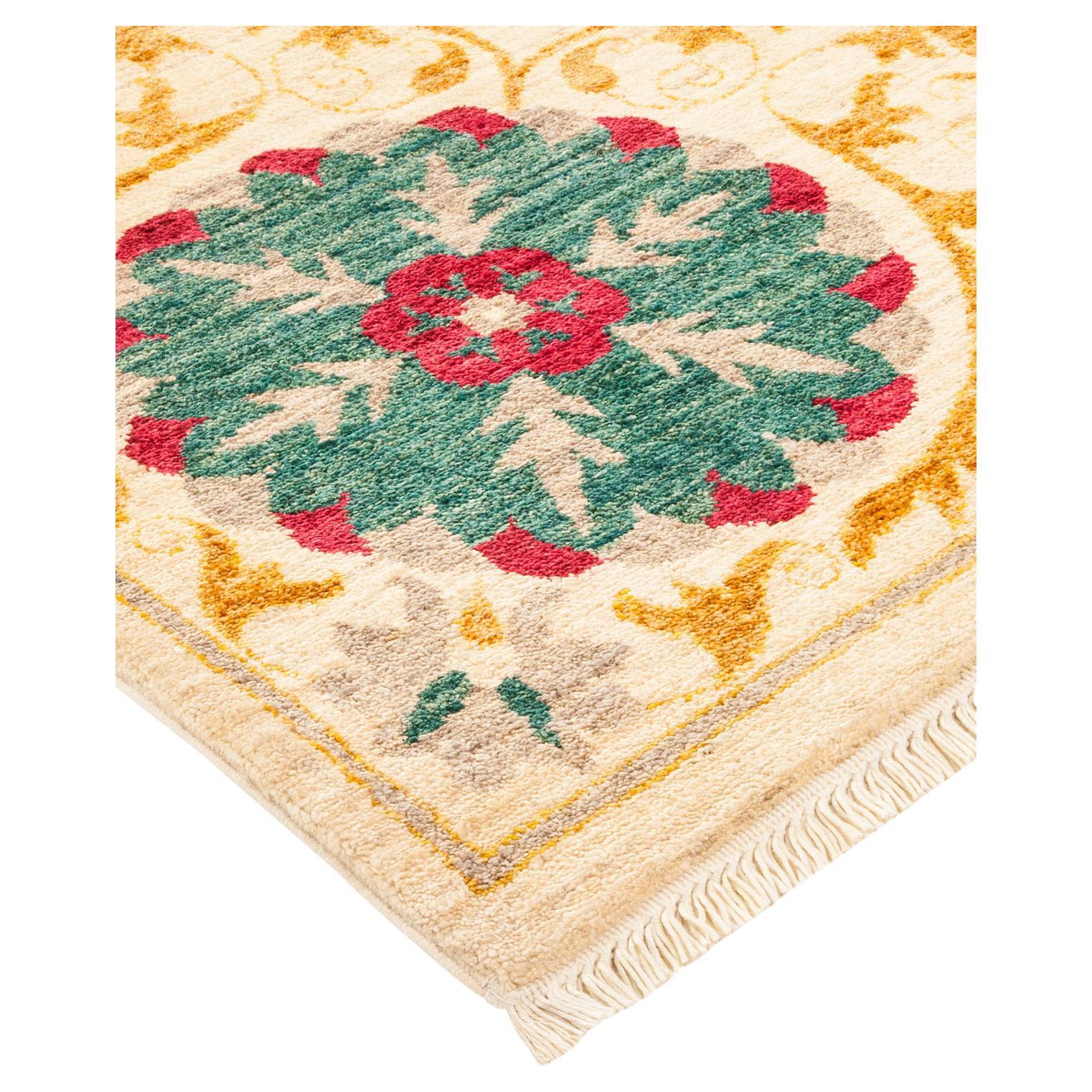 OneofaKind Hand Made Contemporary Suzani Ivory Area Rug For Sale at