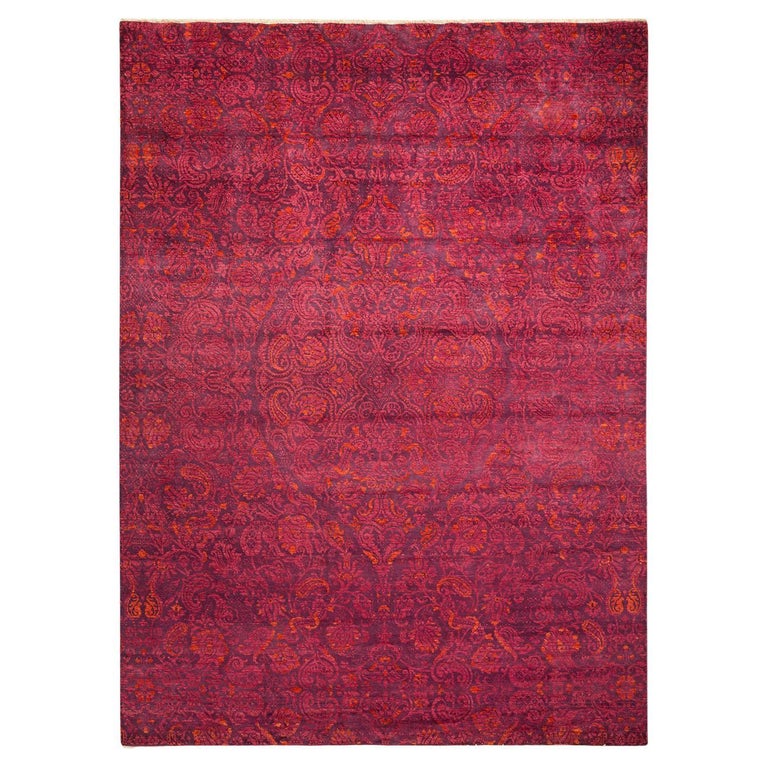 OneofaKind Hand Made Contemporary Suzani Purple Area Rug For Sale at
