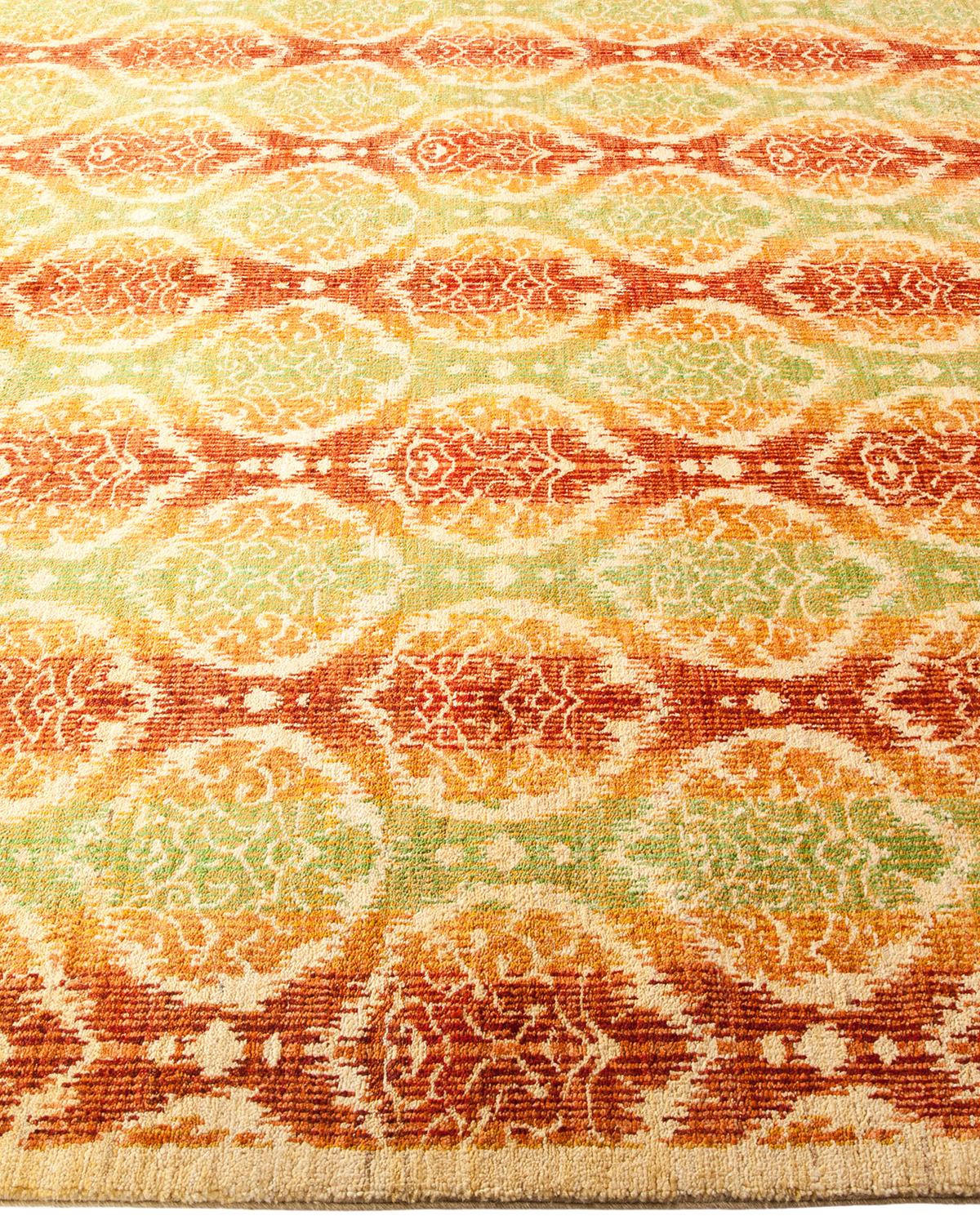One-Of-A-Kind Hand Made Contemporary Suzani Yellow Area Rug In New Condition For Sale In Norwalk, CT