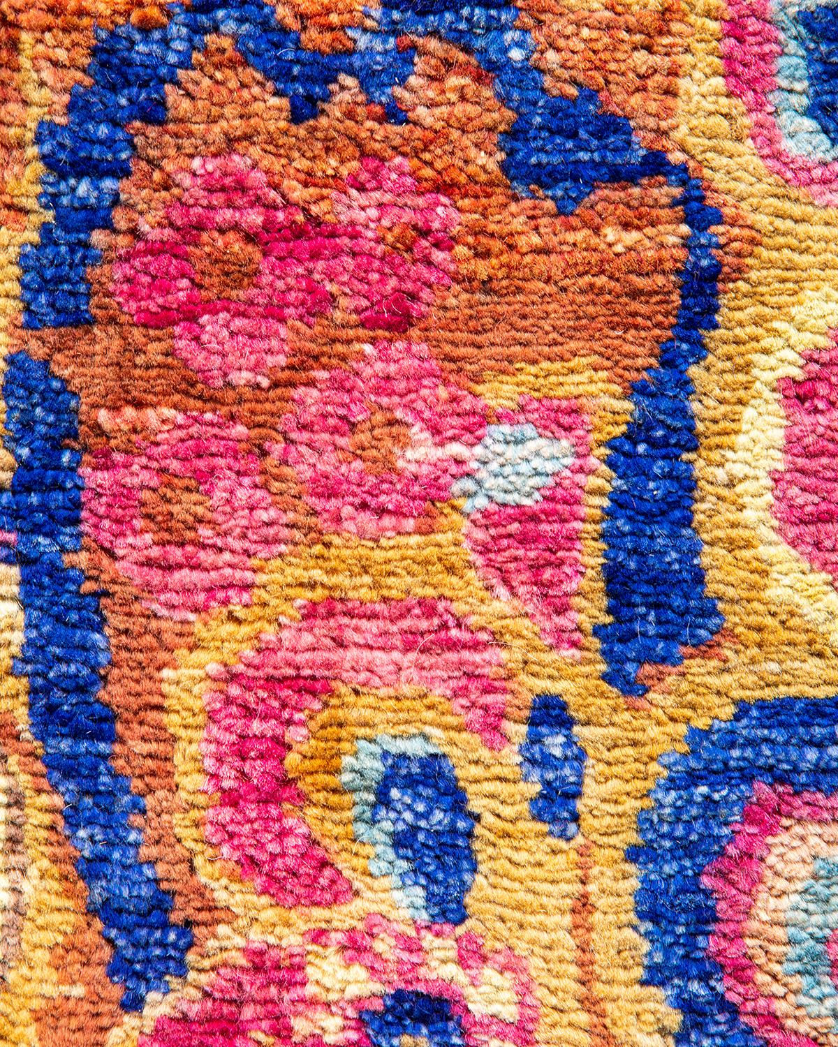 Wool One-of-a-Kind Hand Made Contemporary Suzani Yellow Area Rug For Sale