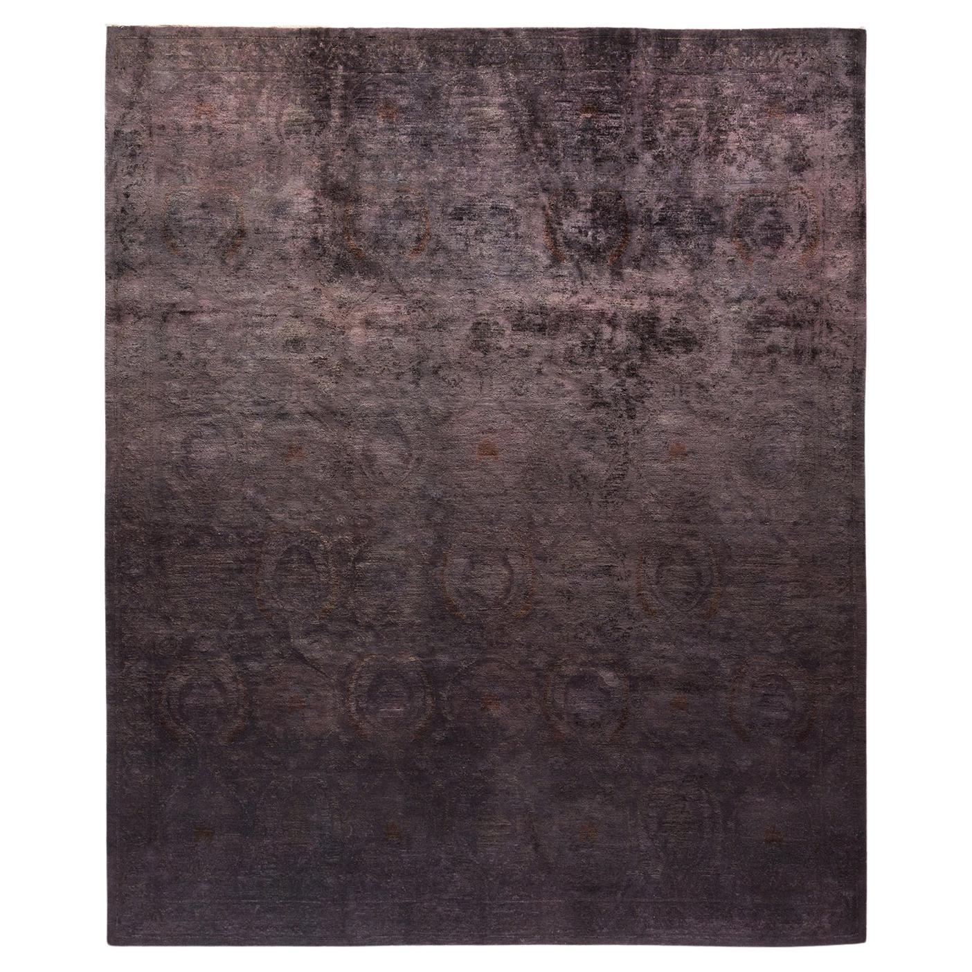 One-Of-A-Kind Hand Made Contemporary Vibrance Dark Gray Area Rug