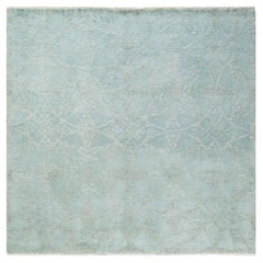 One-of-a-Kind Hand Made Contemporary Vibrance Light Blue Area Rug