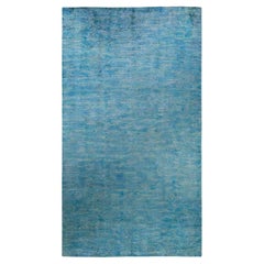 One-of-a-Kind Hand Made Contemporary Vibrance Light Blue Area Rug