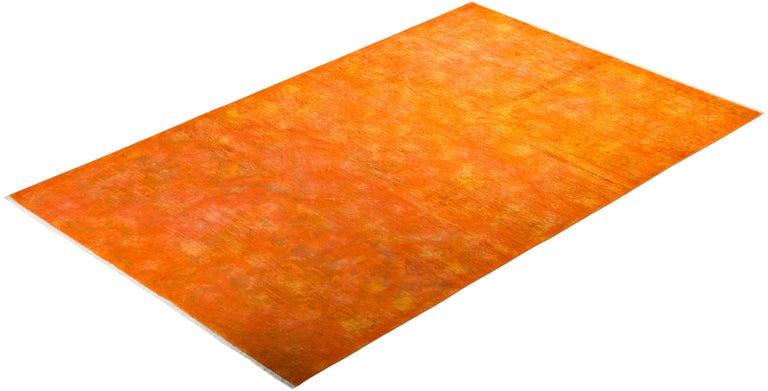One-of-a-kind Hand Made Contemporary Vibrance Orange Area Rug For Sale ...