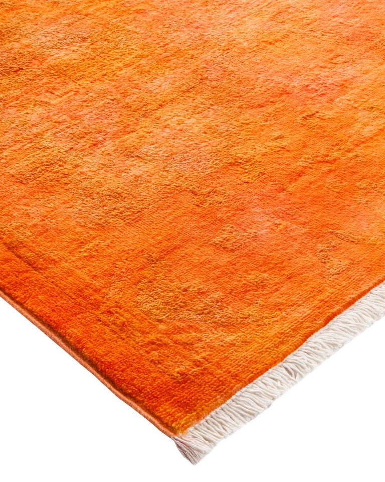 One-of-a-kind Hand Made Contemporary Vibrance Orange Area Rug For Sale ...