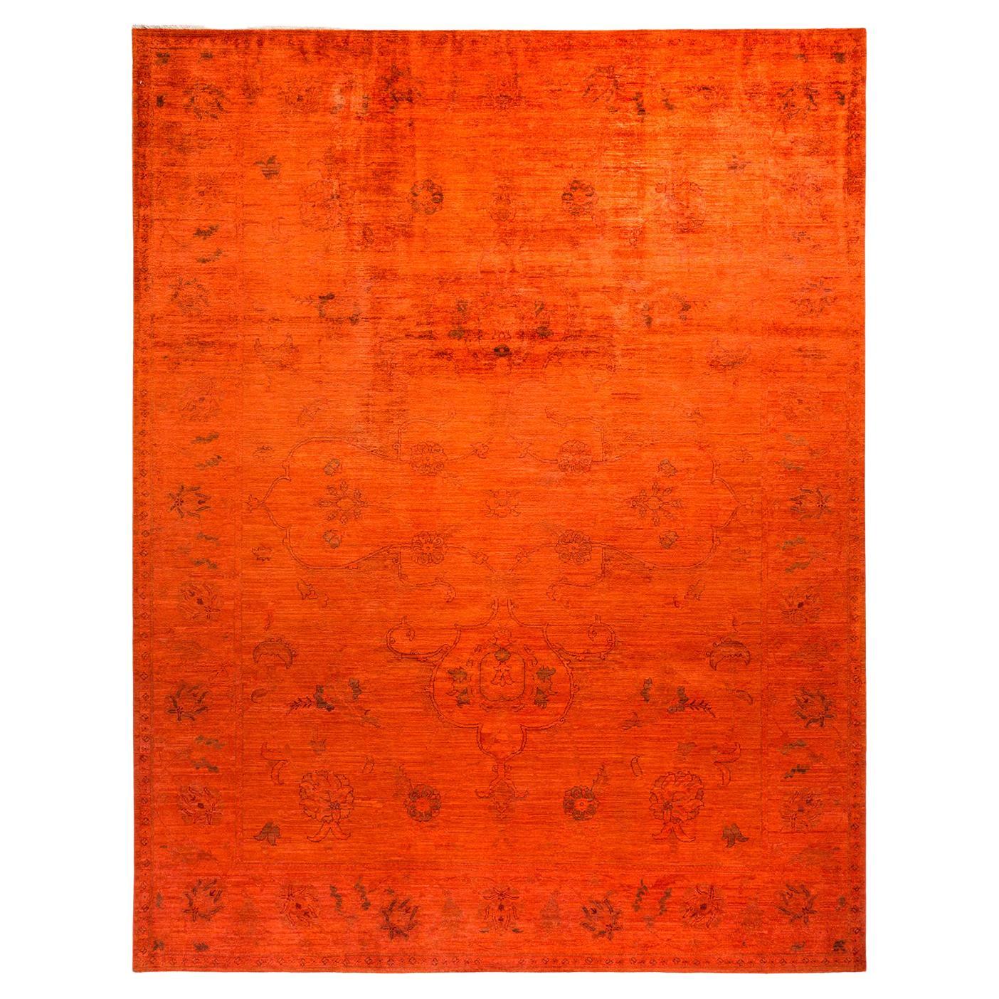 One-of-a-kind Hand Made Contemporary Vibrance Orange Area Rug For Sale ...
