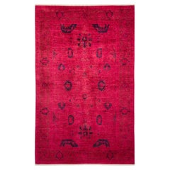 One-Of-A-Kind Hand Made Contemporary Vibrance Pink Area Rug