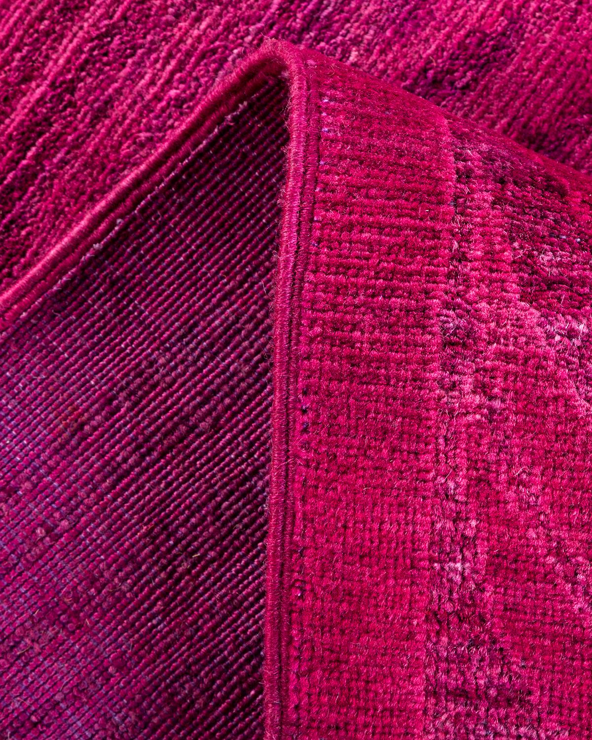 Pakistani One-Of-A-Kind Hand Made Contemporary Vibrance Purple Area Rug