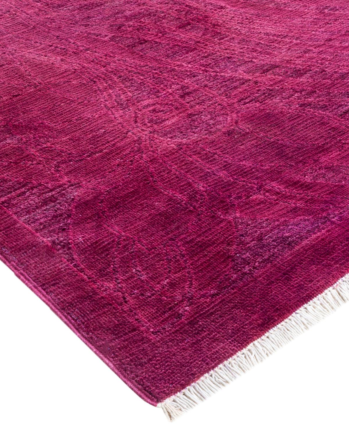 One-Of-A-Kind Hand Made Contemporary Vibrance Purple Area Rug 1