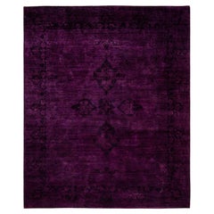 One-Of-A-Kind Hand Made Contemporary Vibrance Purple Area Rug