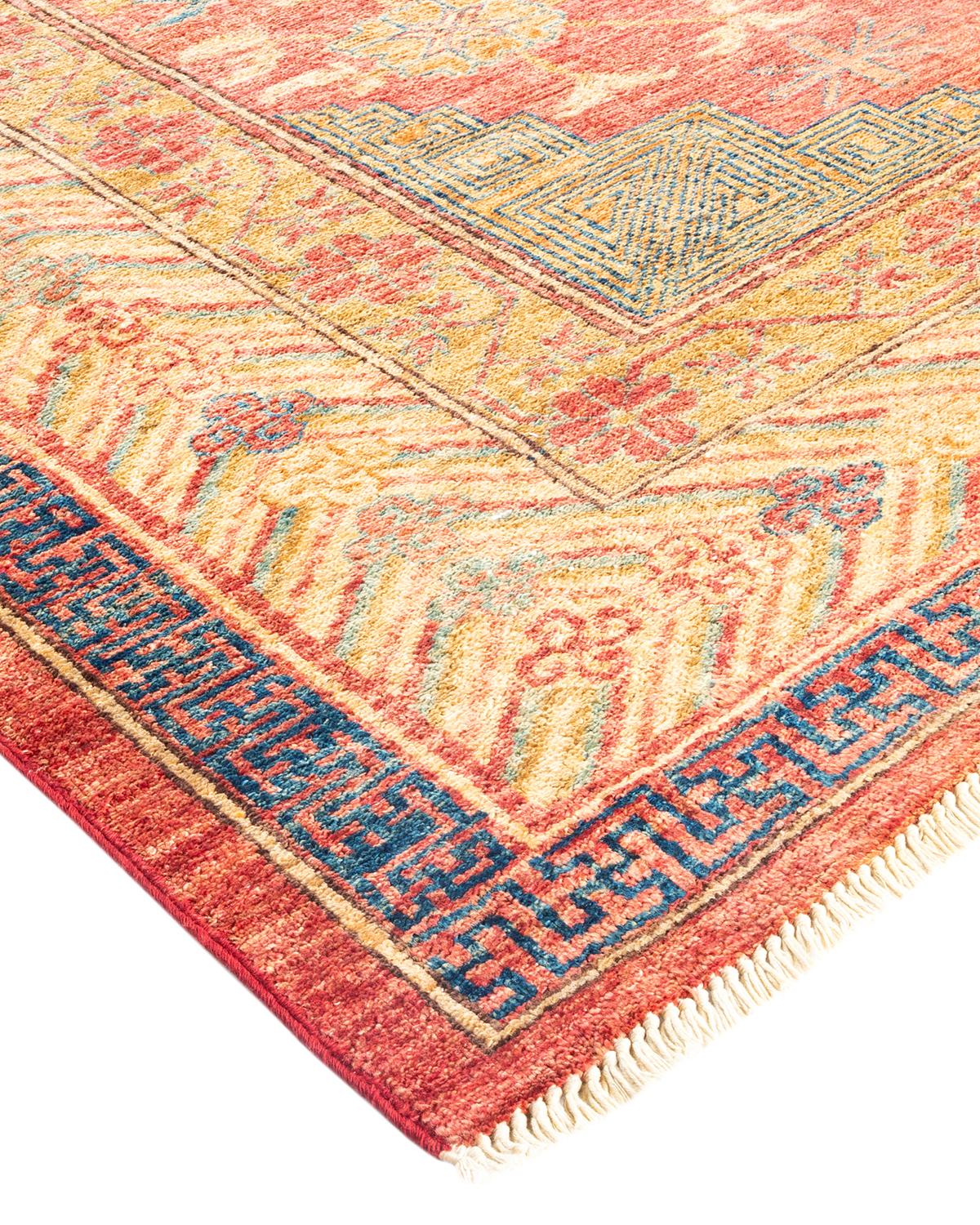 Wool One-of-a-kind Hand Made Traditional Khotan Orange Area Rug