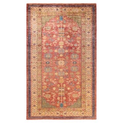 One-of-a-kind Hand Made Traditional Khotan Orange Area Rug