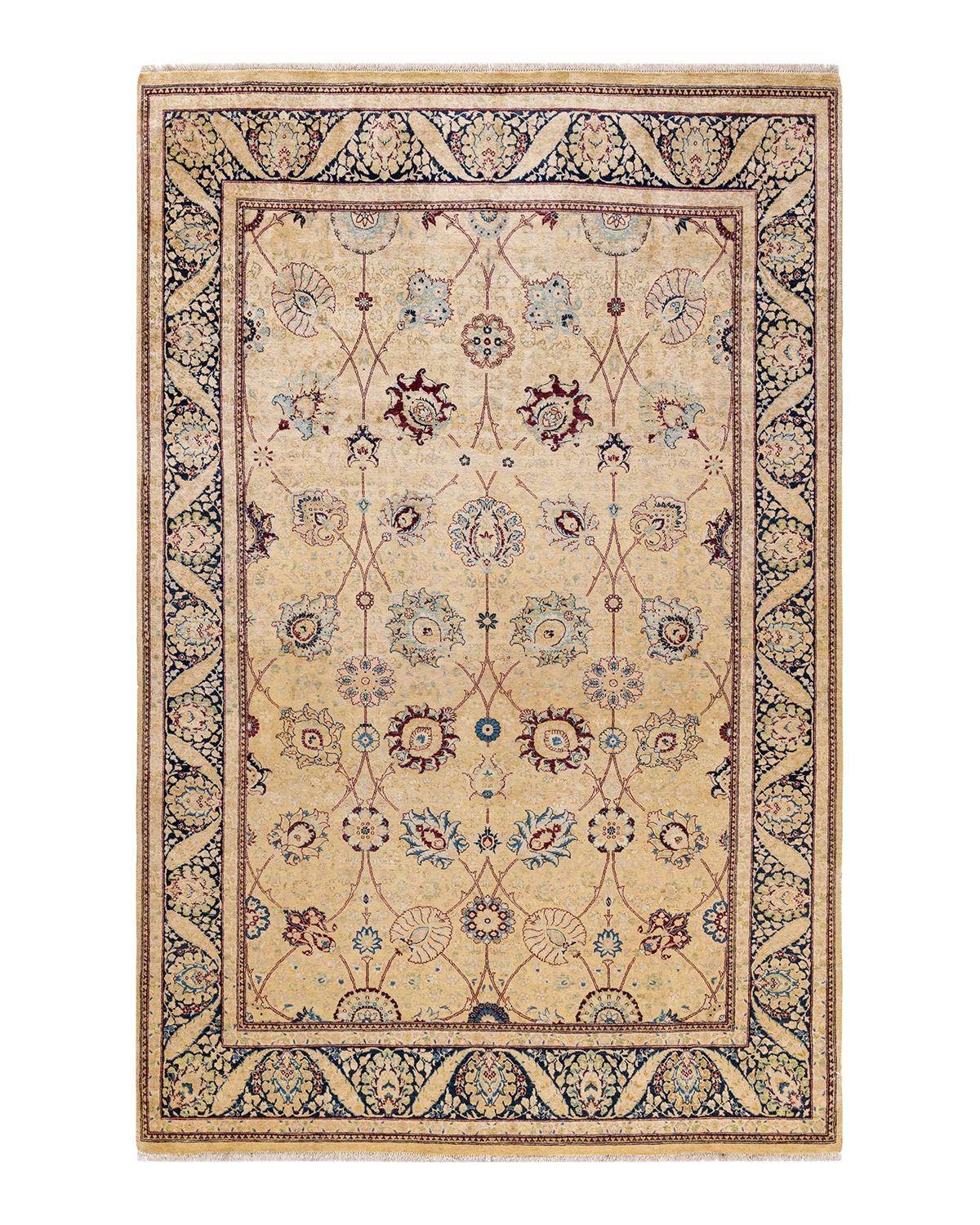 Other One-of-a-kind Hand Made Traditional Mogul Beige Area Rug For Sale