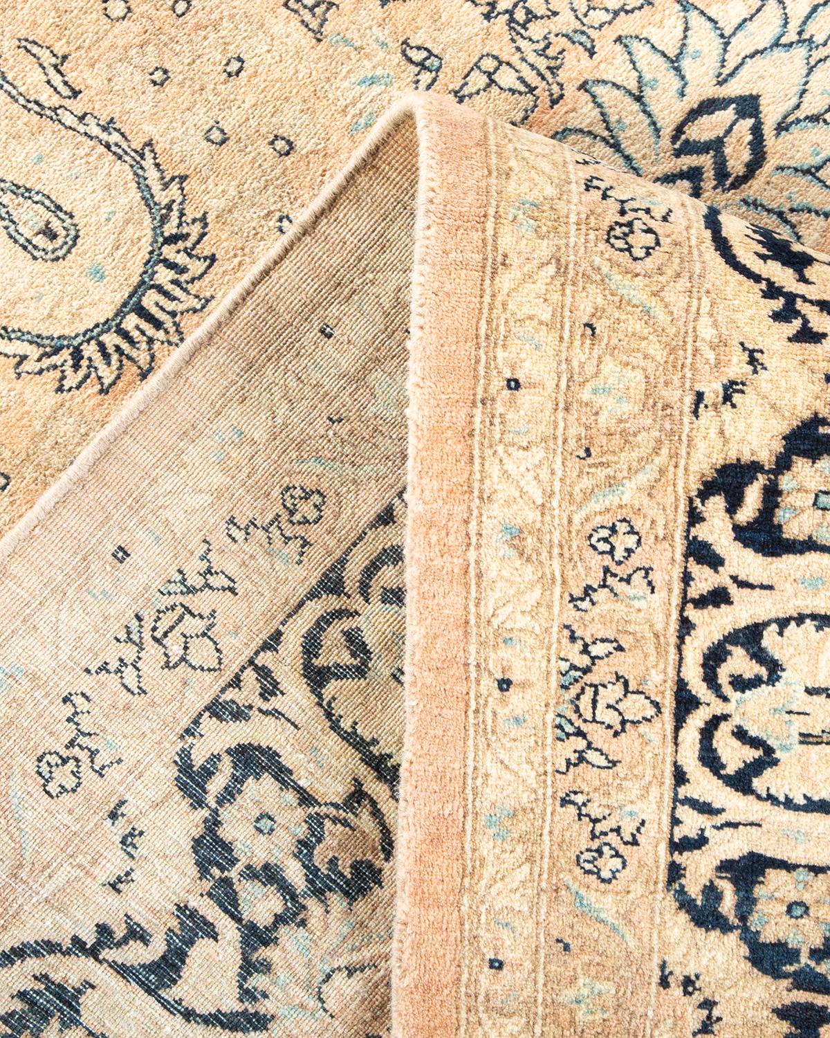 Pakistani One-of-a-Kind Hand Made Traditional Mogul Beige Area Rug For Sale