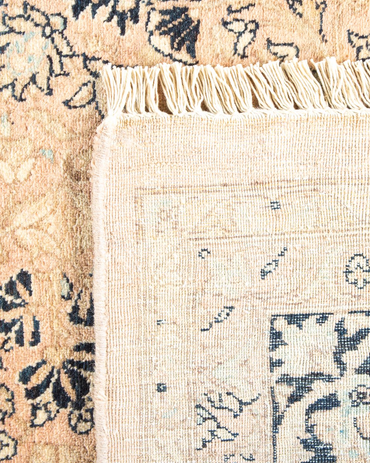 Hand-Knotted One-of-a-Kind Hand Made Traditional Mogul Beige Area Rug For Sale