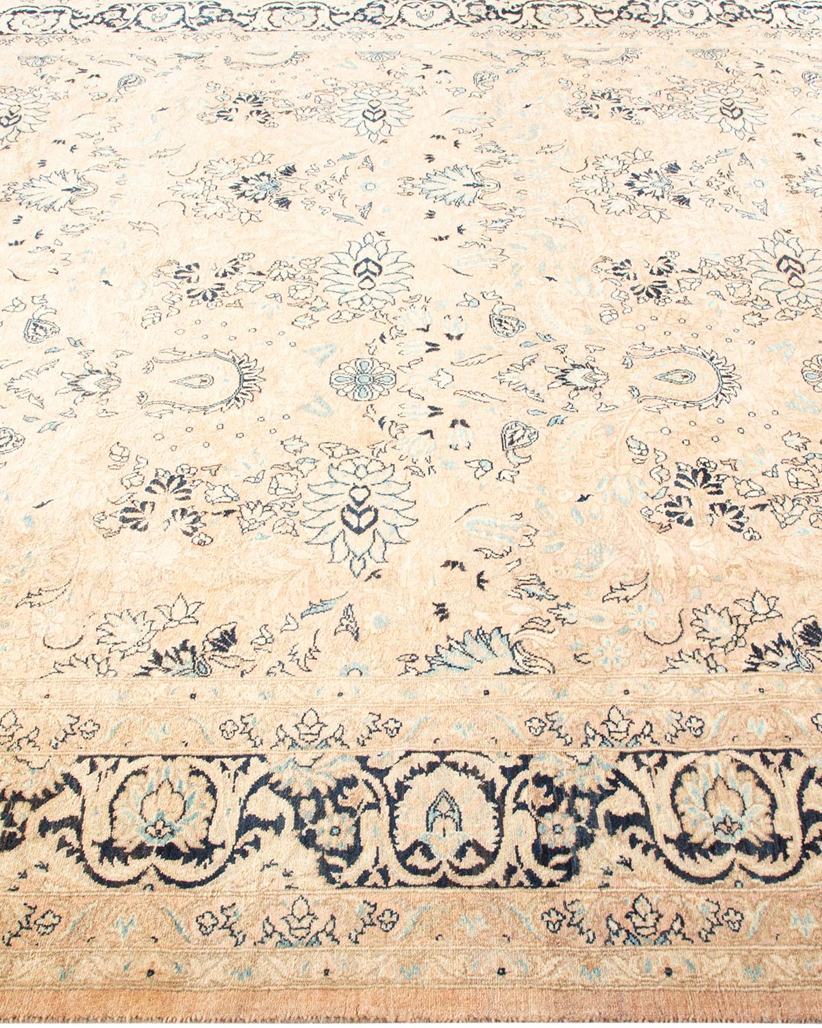 One-of-a-Kind Hand Made Traditional Mogul Beige Area Rug In New Condition For Sale In Norwalk, CT