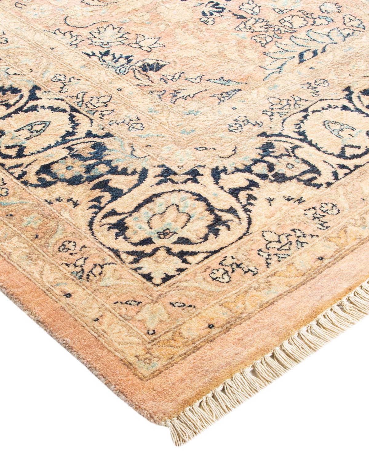 Wool One-of-a-Kind Hand Made Traditional Mogul Beige Area Rug For Sale