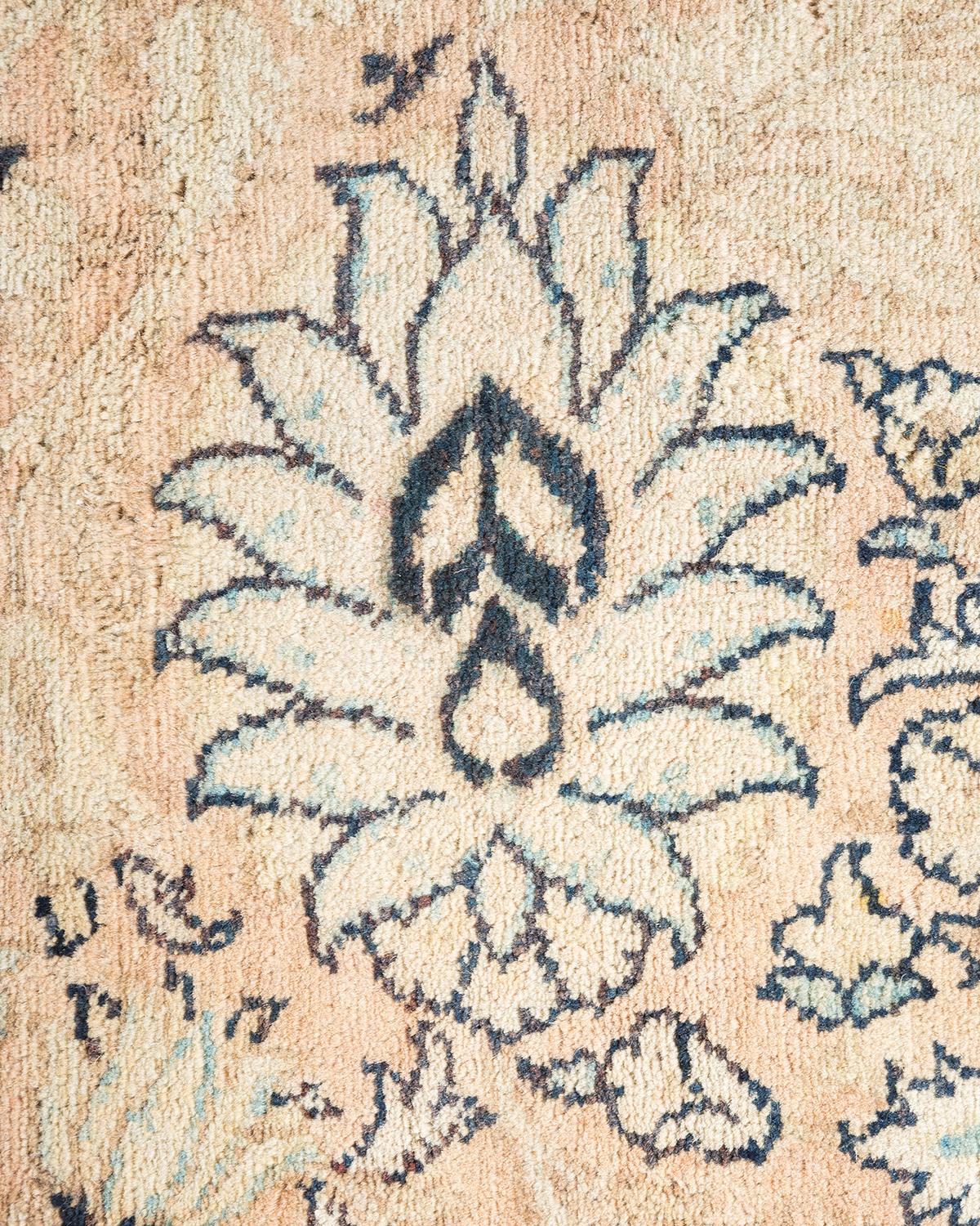 Handgefertigter, traditioneller Mogul-Beige-Teppich, Unikat (21. Jahrhundert und zeitgenössisch) im Angebot