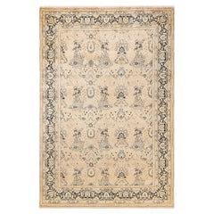One-Of-A-Kind Hand Made Traditional Mogul Beige Area Rug