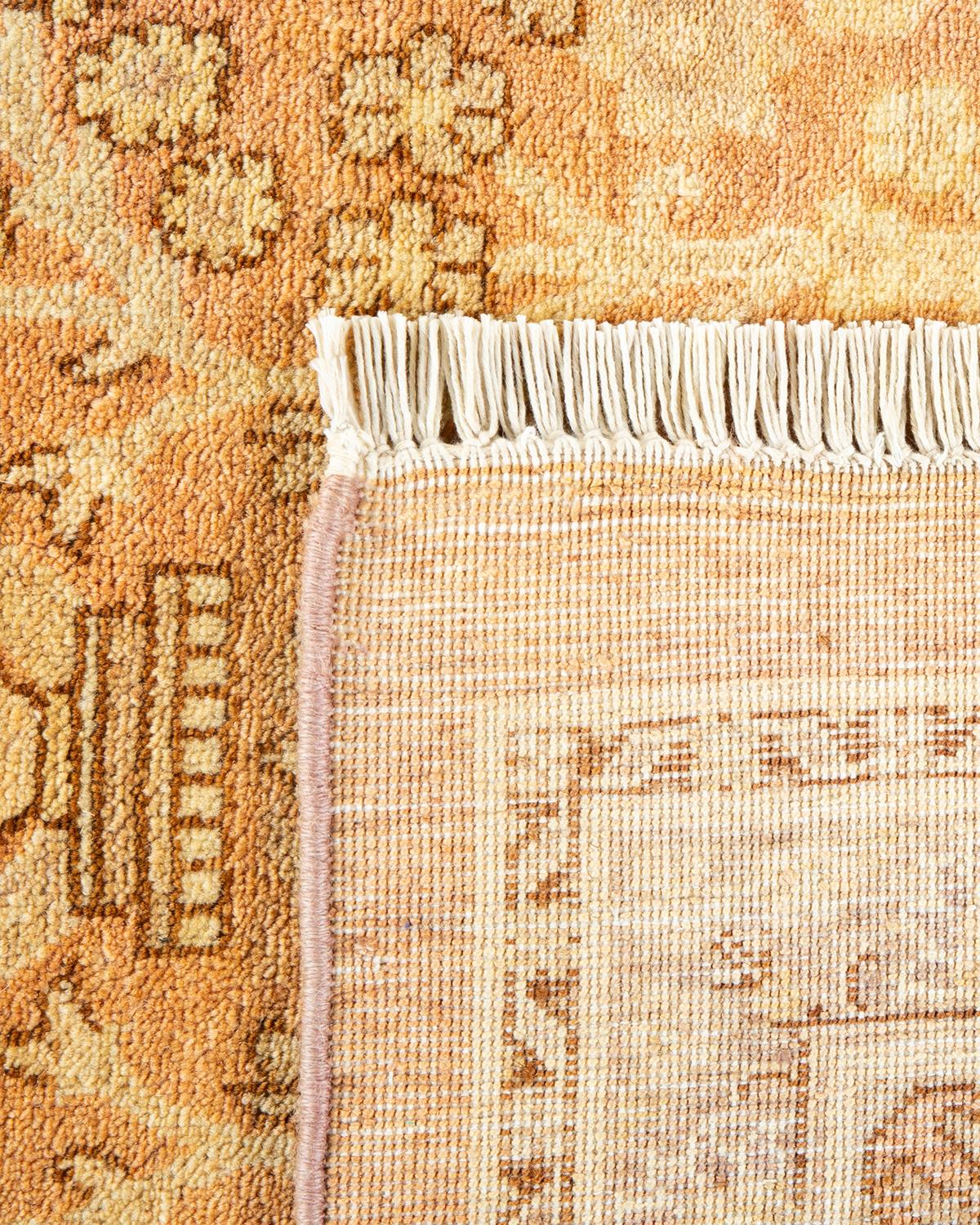 Hand-Knotted One-of-a-Kind Hand Made Traditional Mogul Beige Area Rug For Sale