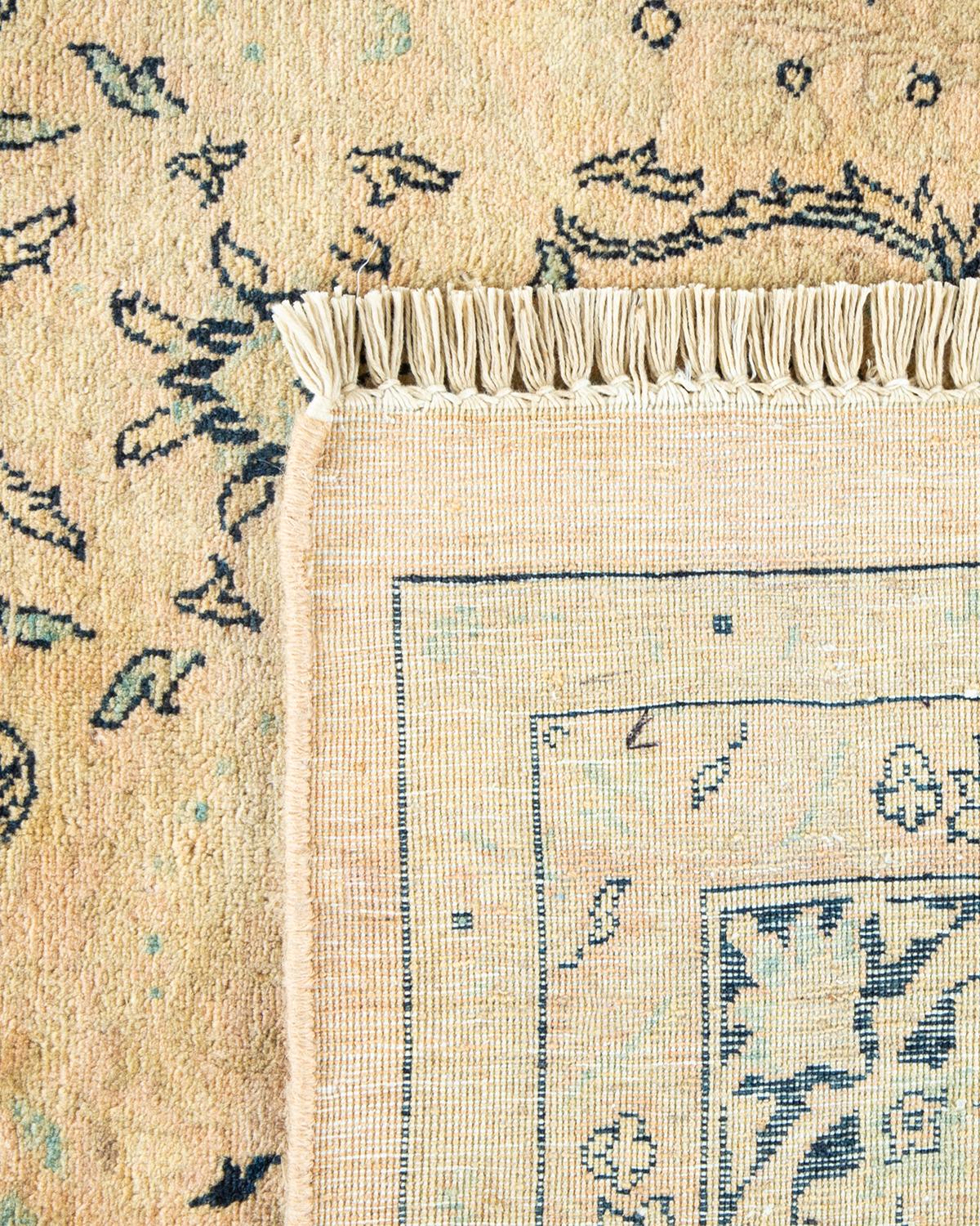 Noué à la main Tapis traditionnel Mogul beige unique fait à la main, unique en son genre en vente