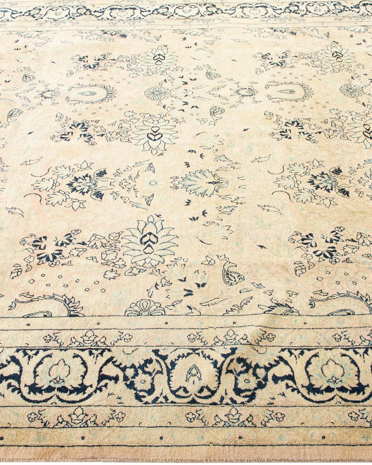 One-Of-A-Kind Hand Made Traditional Mogul Beige Area Rug In New Condition For Sale In Norwalk, CT