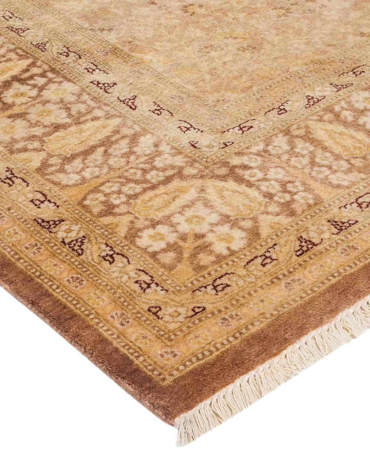 Einzigartiger handgefertigter traditioneller Mogul-Teppich in Beige (Sonstiges) im Angebot