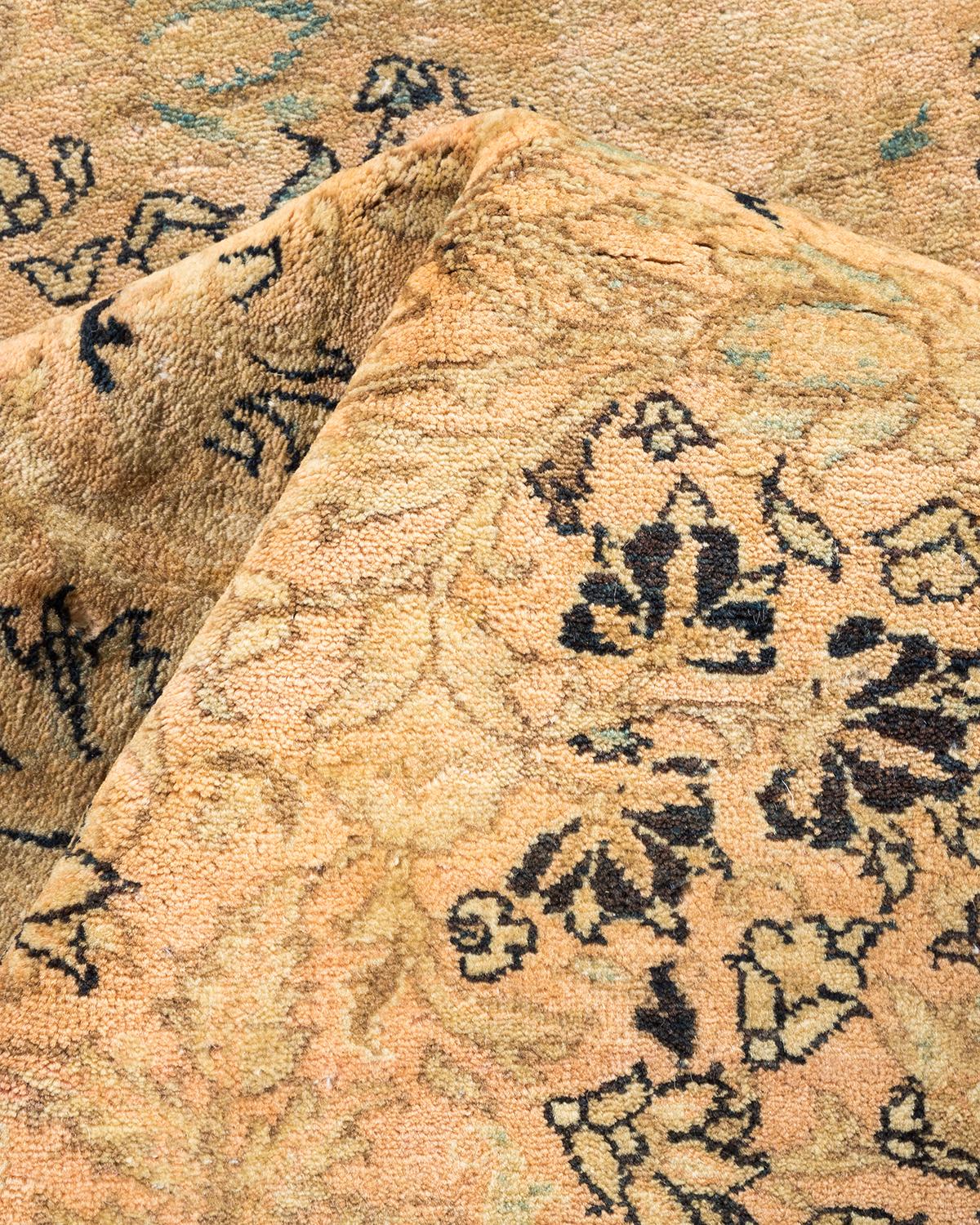 Other One-Of-A-Kind Hand Made Traditional Mogul Beige Area Rug For Sale
