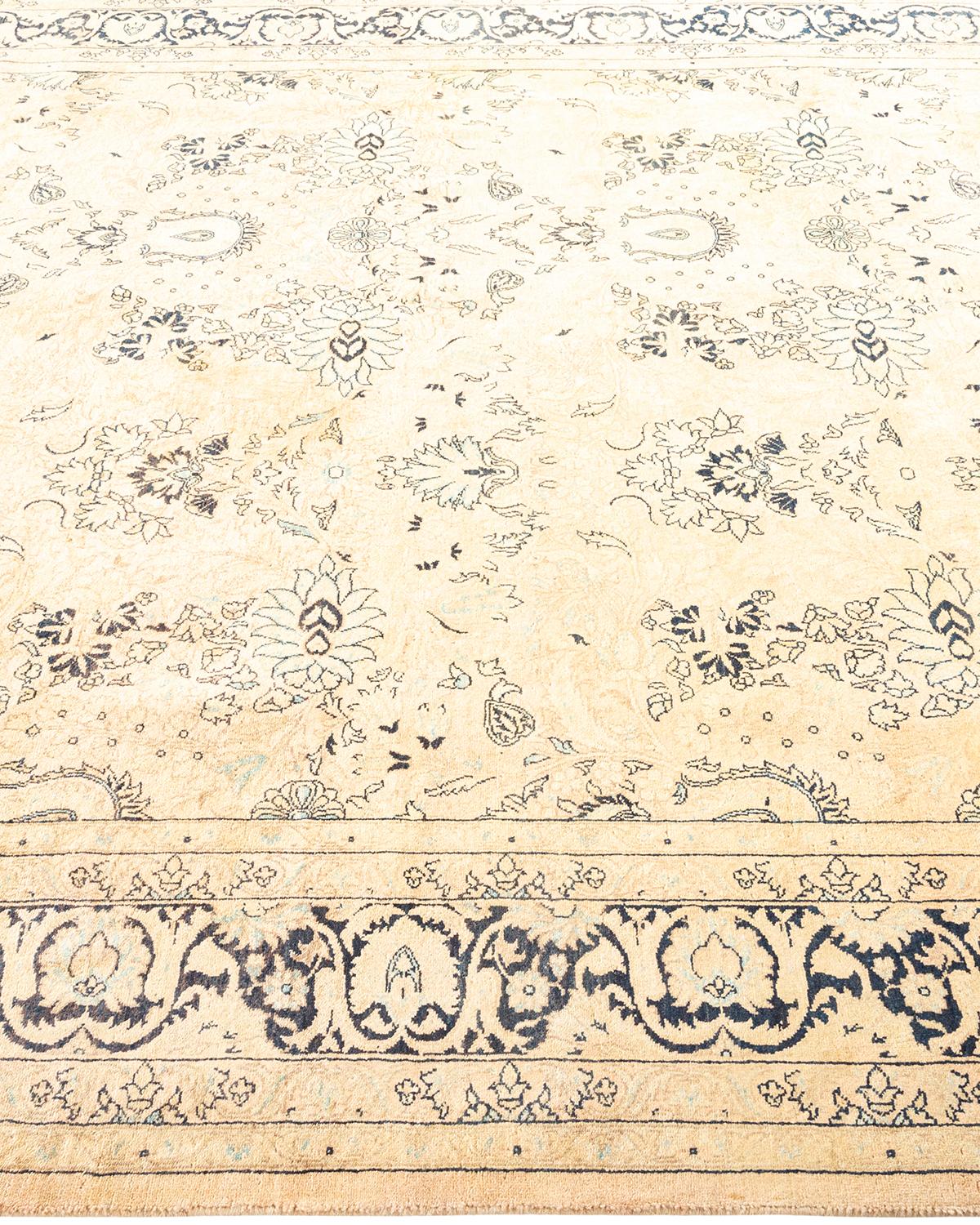 XXIe siècle et contemporain Tapis Mogul traditionnel beige unique fait à la main, unique en son genre en vente