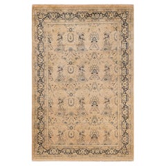 One-Of-A-Kind Hand Made Traditional Mogul Beige Area Rug