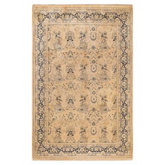 One-of-a-Kind Hand Made Traditional Mogul Beige Area Rug