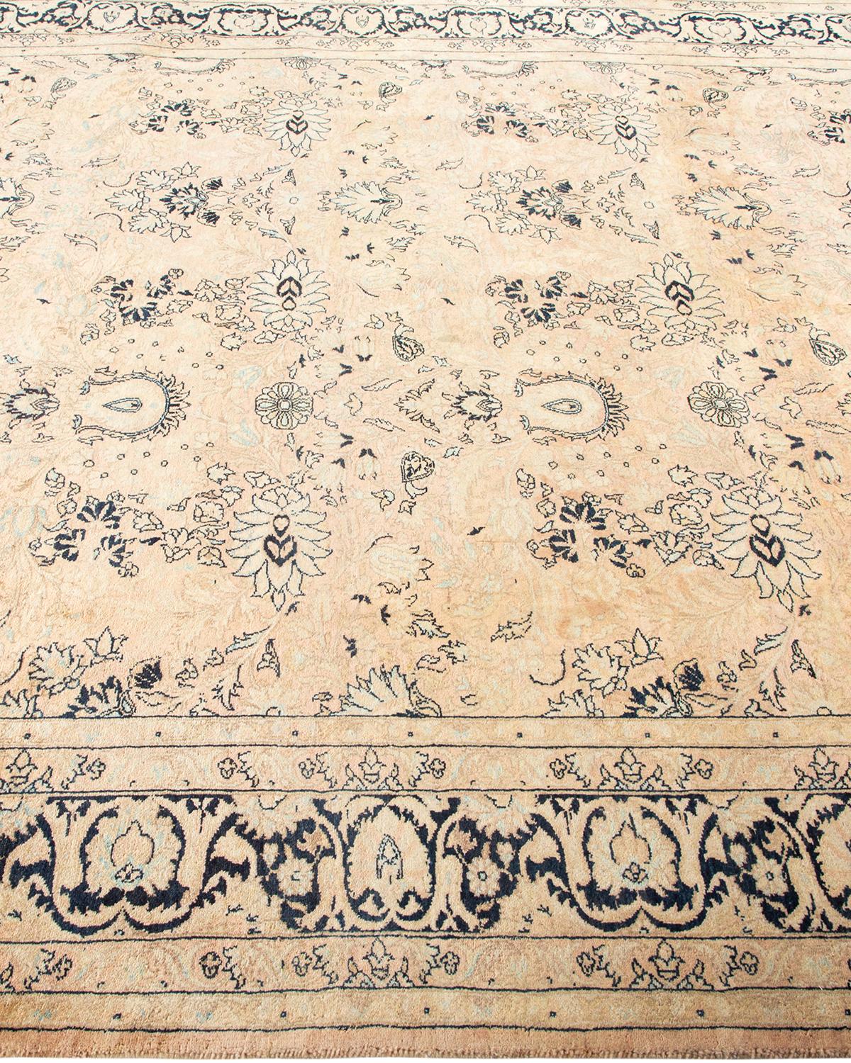 One-Of-A-Kind Hand Made Traditional Mogul Beige Area Rug In New Condition For Sale In Norwalk, CT