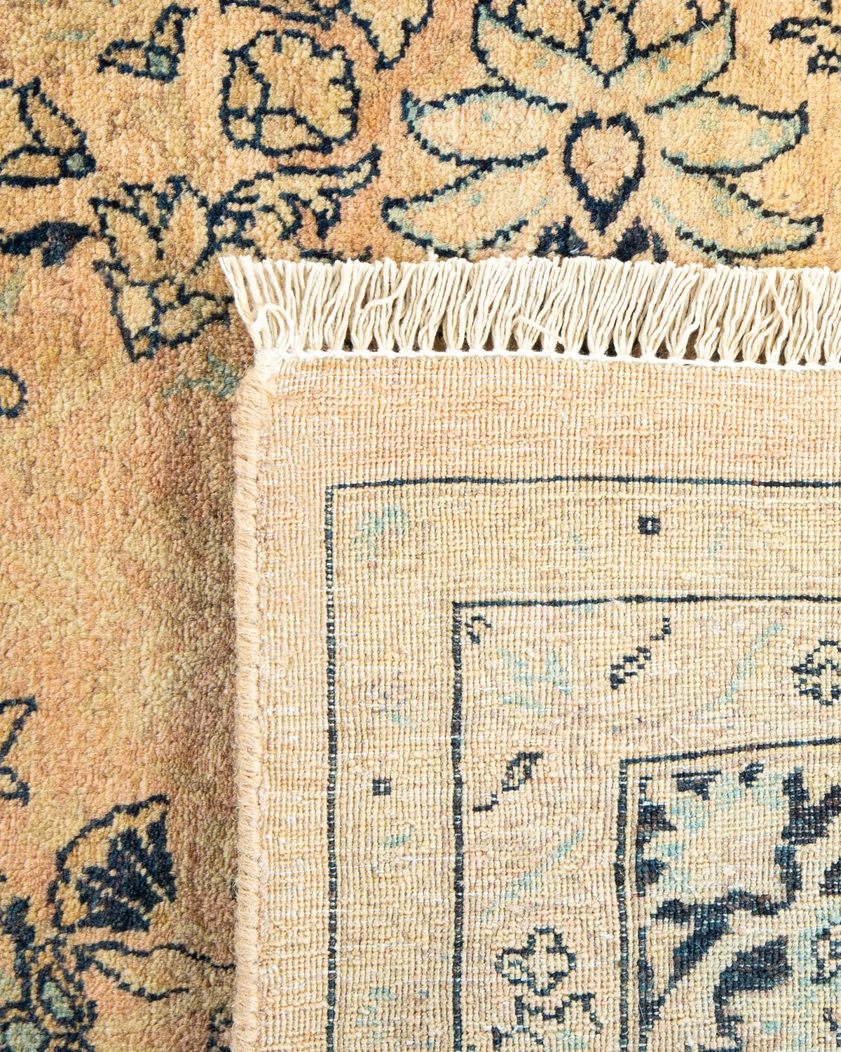 Hand-Knotted One-Of-A-Kind Hand Made Traditional Mogul Beige Area Rug For Sale