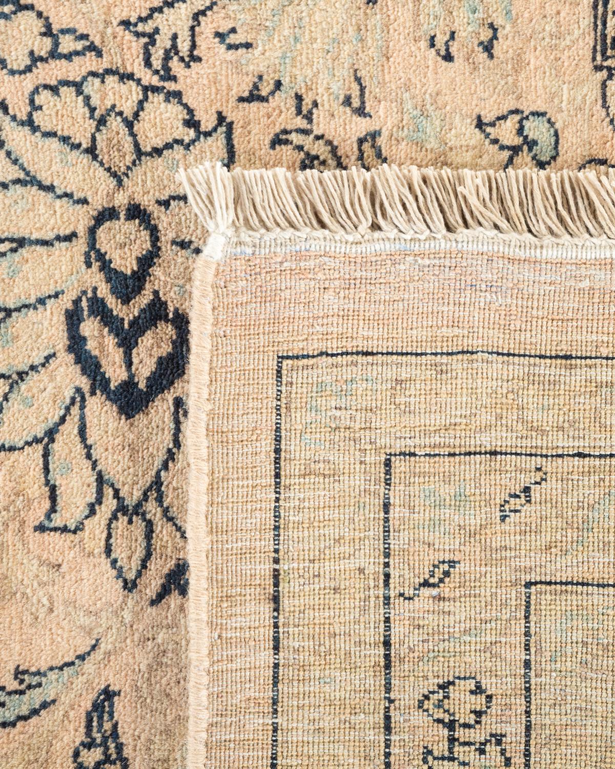 Noué à la main Tapis Mogul traditionnel beige unique fait à la main, unique en son genre en vente