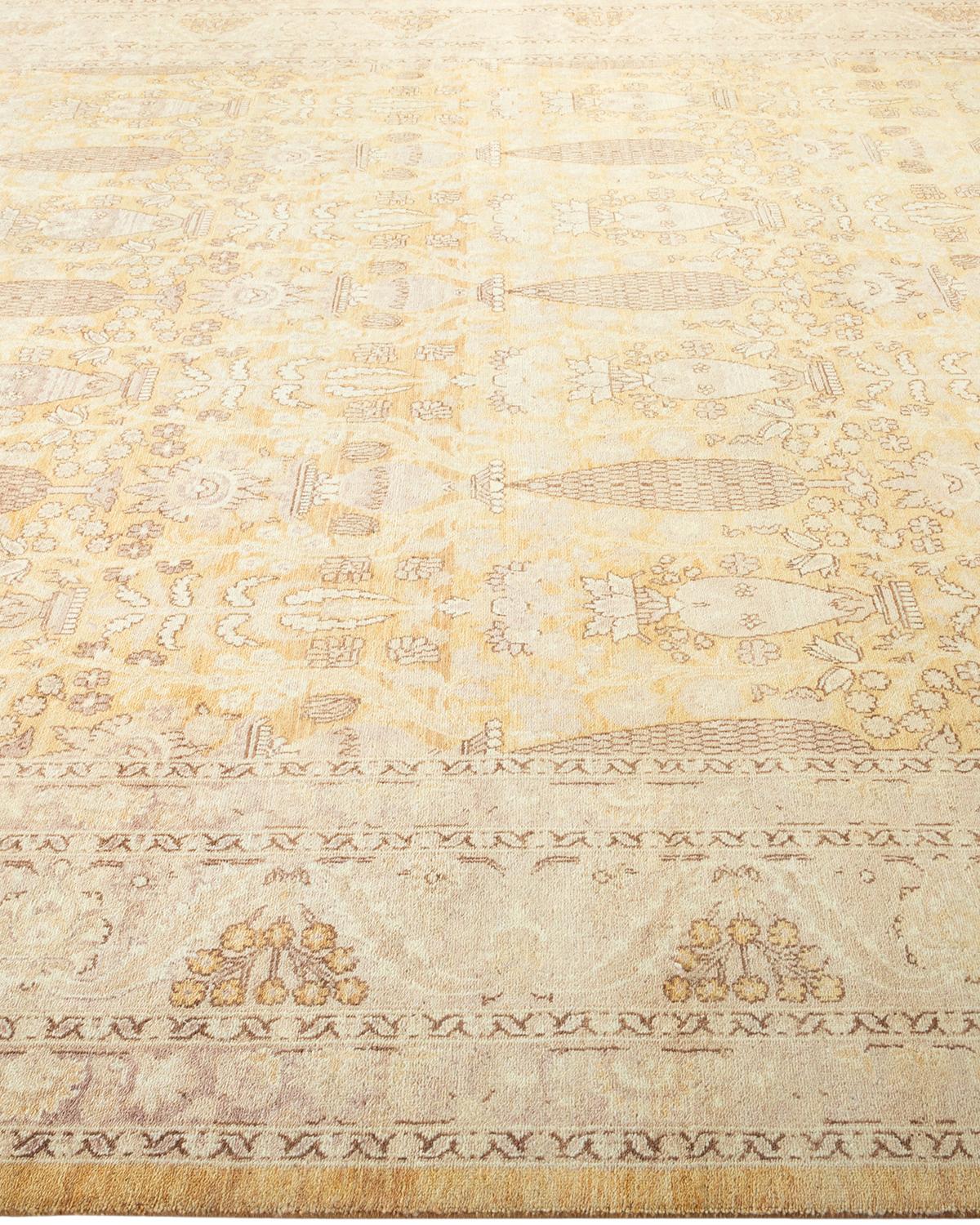 Handgefertigter, traditioneller Mogul-Beige-Teppich, Unikat im Zustand „Neu“ im Angebot in Norwalk, CT