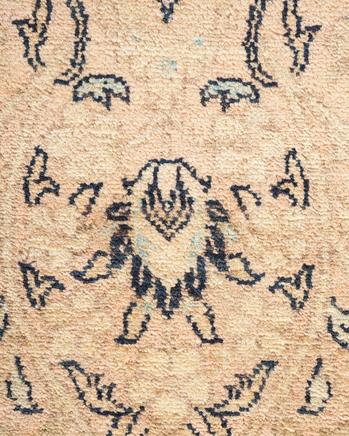 XXIe siècle et contemporain Tapis Mogul traditionnel beige unique fait à la main, unique en son genre en vente