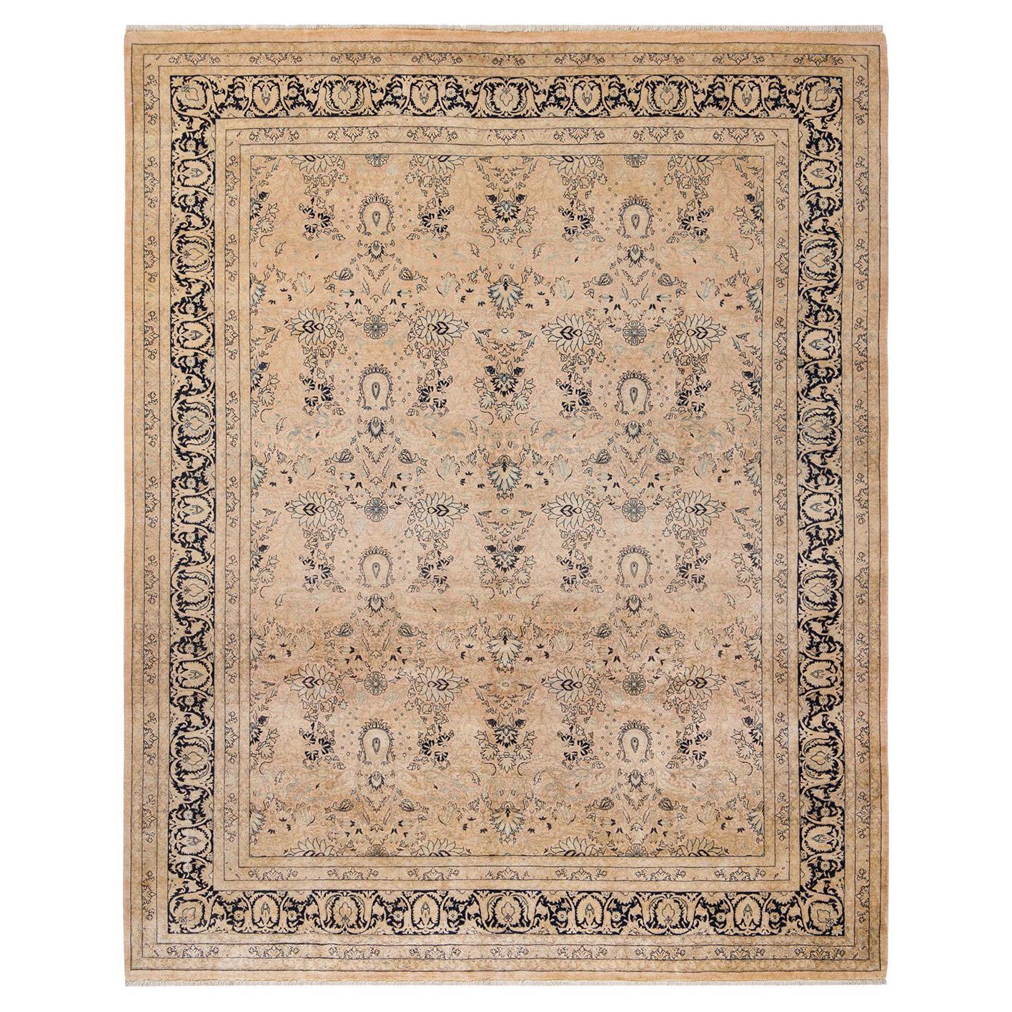 One-of-a-kind Hand Made Traditional Mogul Beige Area Rug