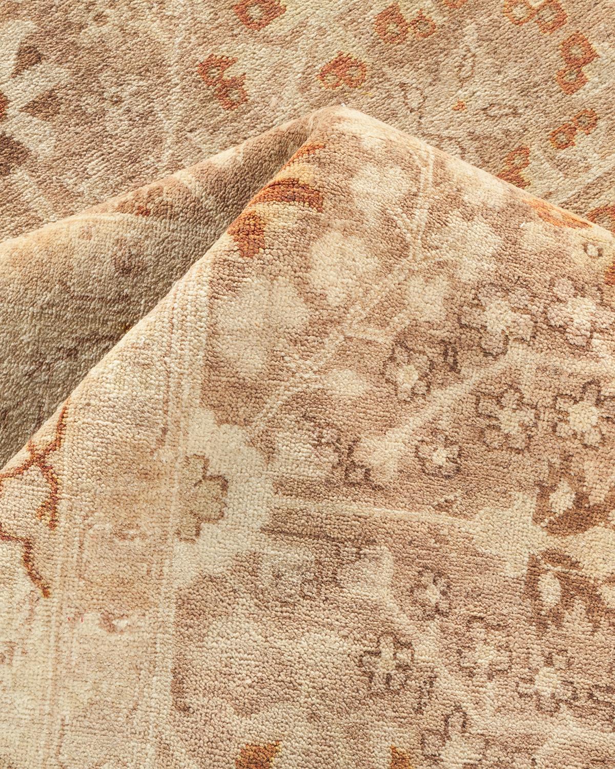 Handgefertigter, traditioneller Mogul-Beige-Teppich, Unikat (Sonstiges) im Angebot