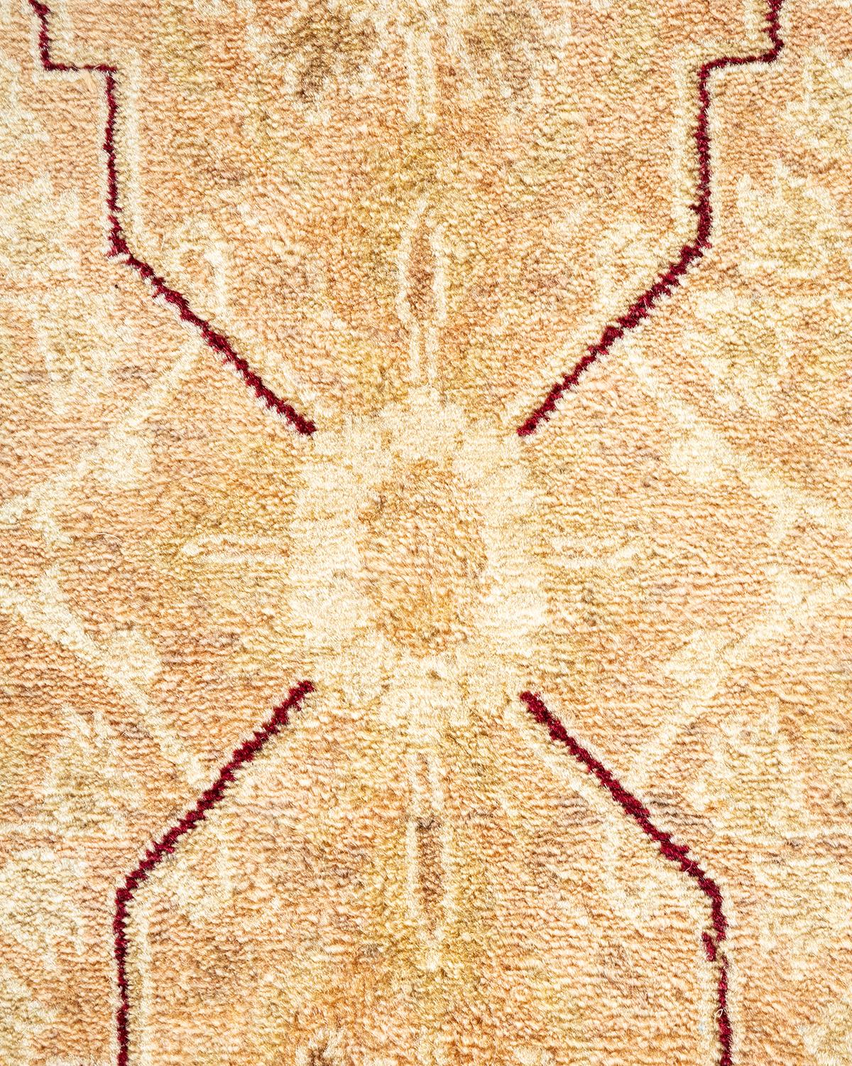 Contemporary One-of-a-kind Hand Made Traditional Mogul Beige Area Rug For Sale