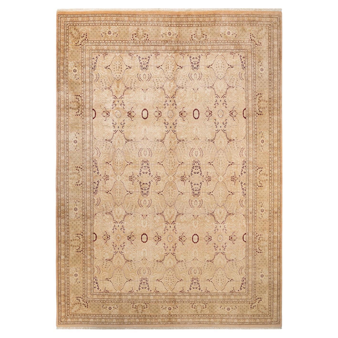One-of-a-kind Hand Made Traditional Mogul Beige Area Rug For Sale