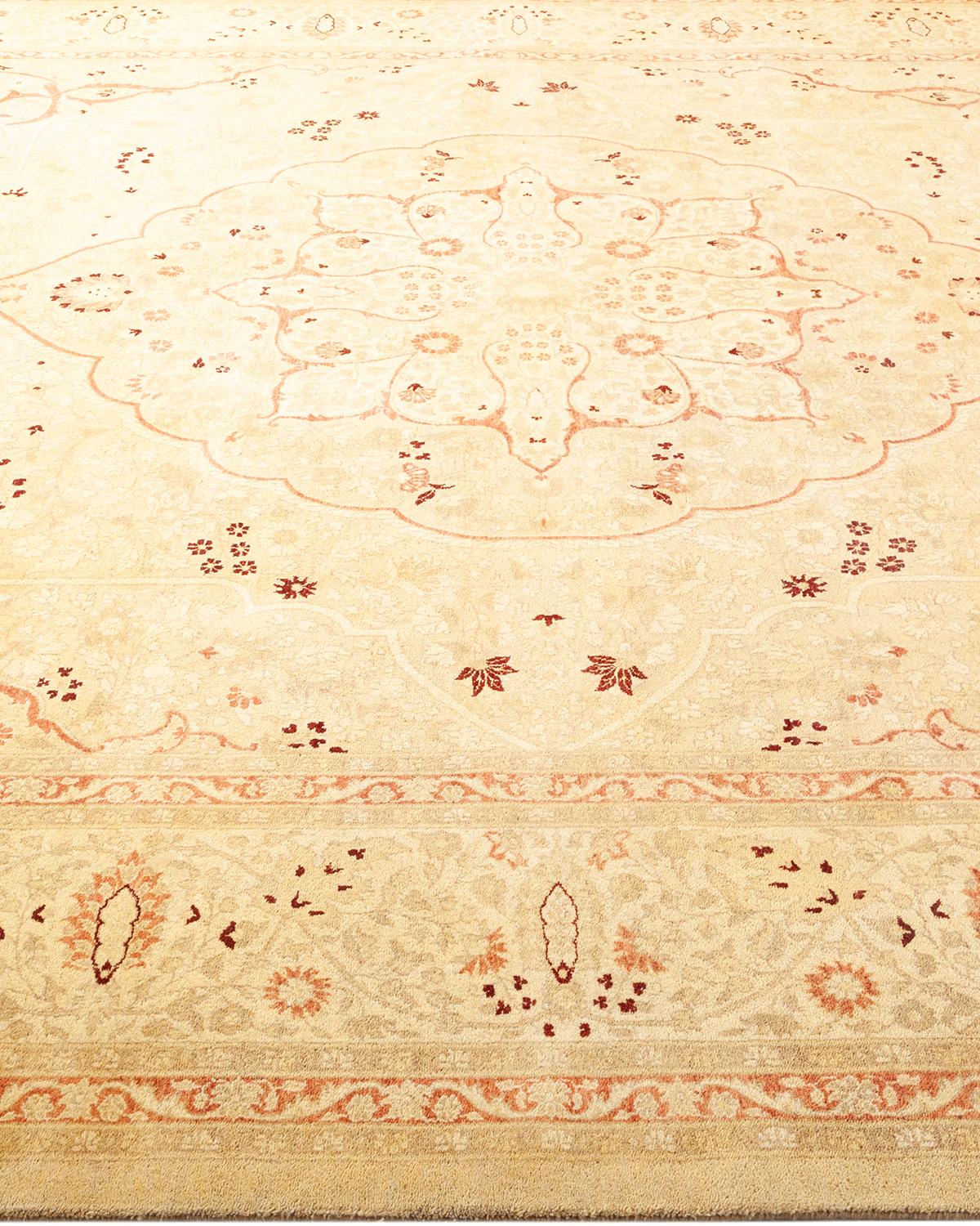 XXIe siècle et contemporain Tapis traditionnel Mogul beige unique fait à la main, unique en son genre en vente