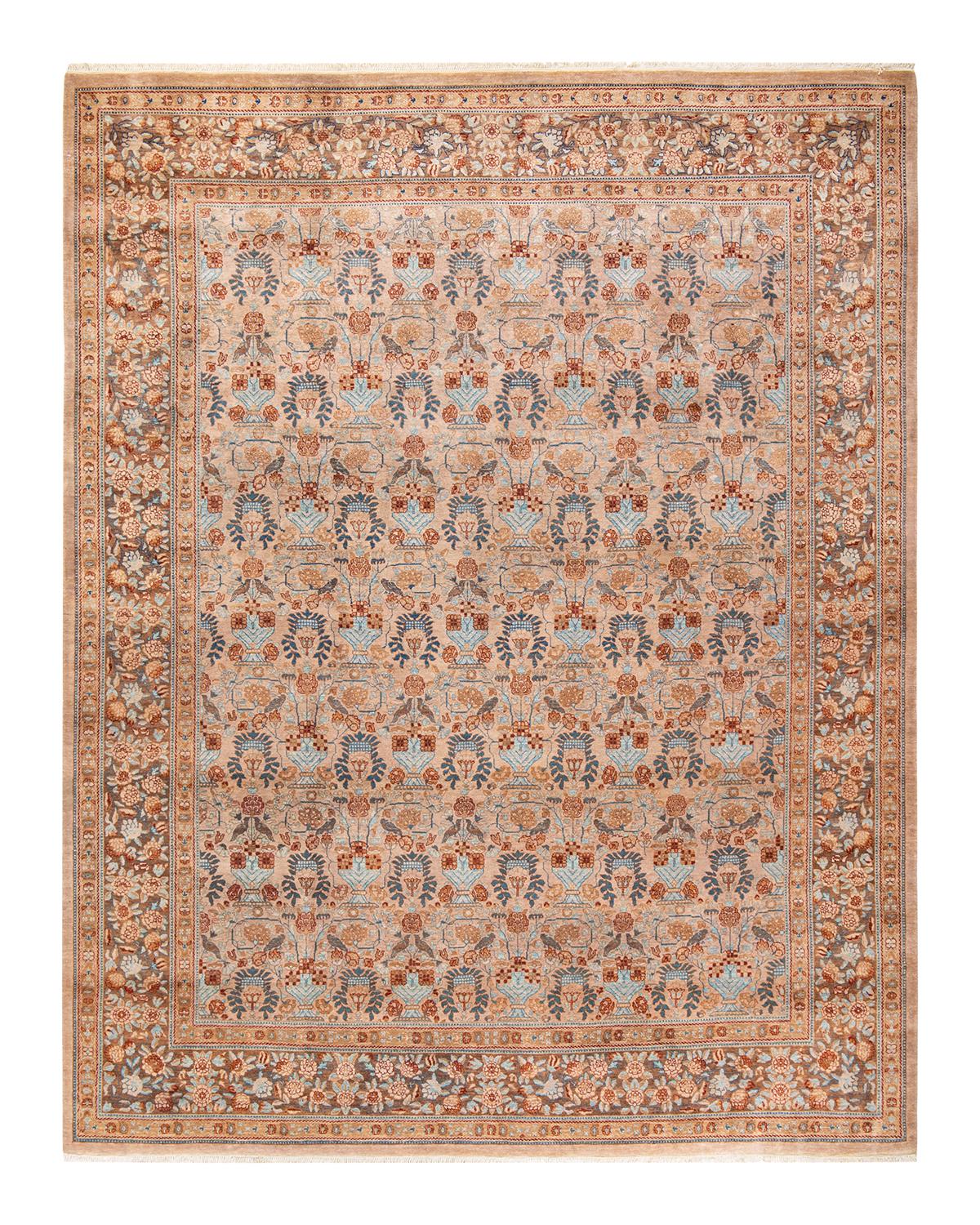 Other One-Of-A-Kind Hand Made Traditional Mogul Beige Area Rug For Sale