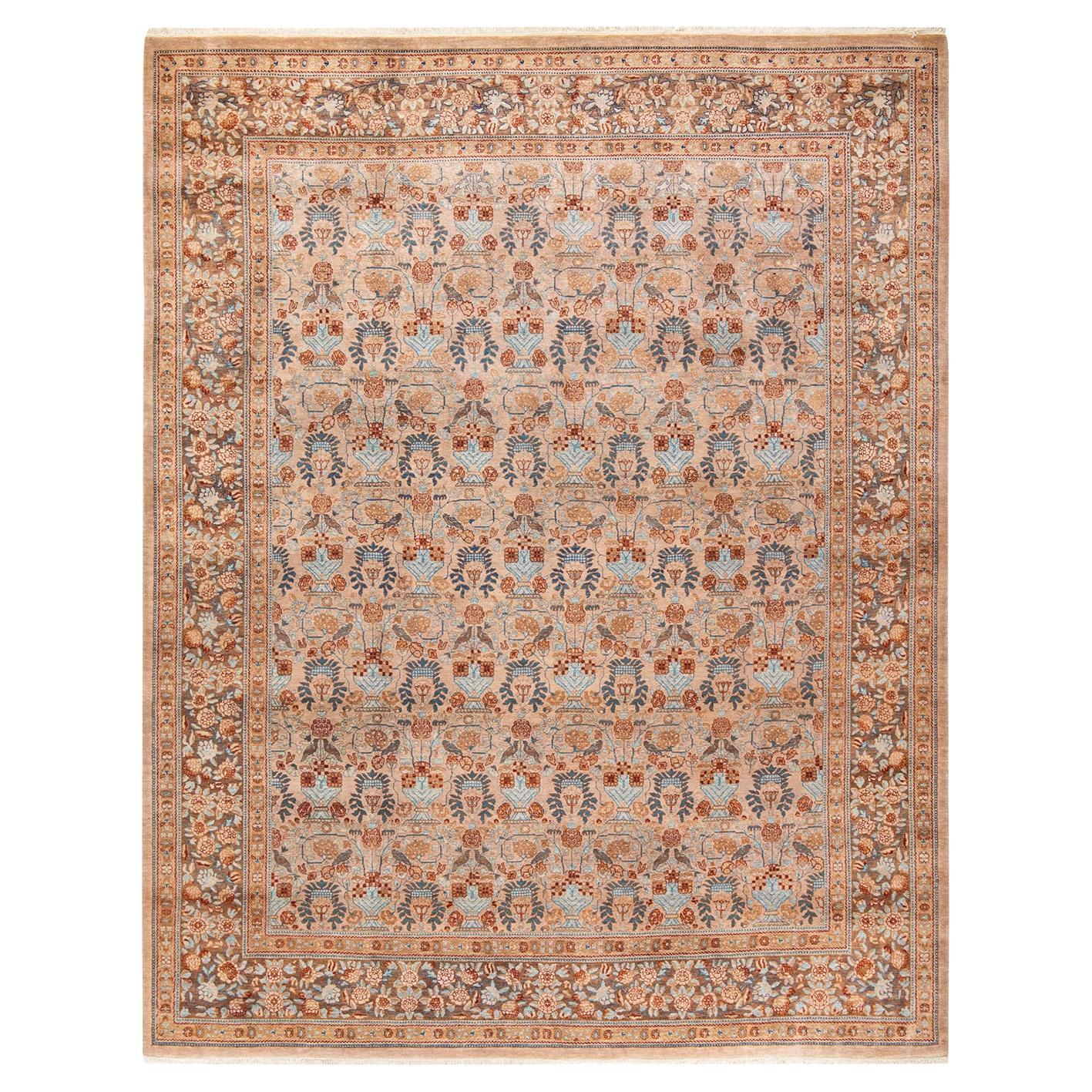 One-Of-A-Kind Hand Made Traditional Mogul Beige Area Rug For Sale